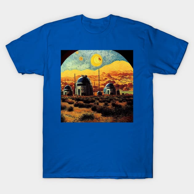 Starry Night in Mos Eisley Tatooine T-Shirt by Grassroots Green